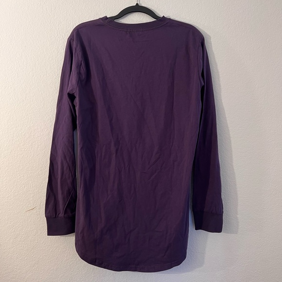 Mens Kligeou Longline Crewneck Purple Long Sleeve T-Shirt - Small NWOT - Picture 2 of 2